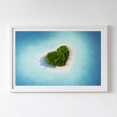 Preserved moss wall art Heart-shaped island