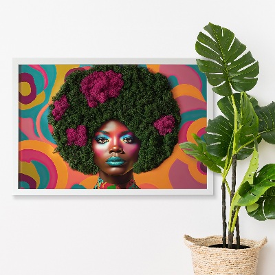 Moss art wall Woman with an afro