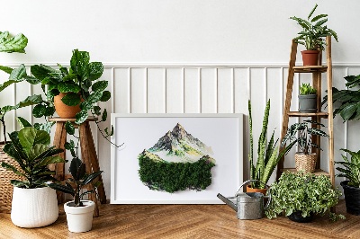 Moss framed wall art Mountain summit above the forest