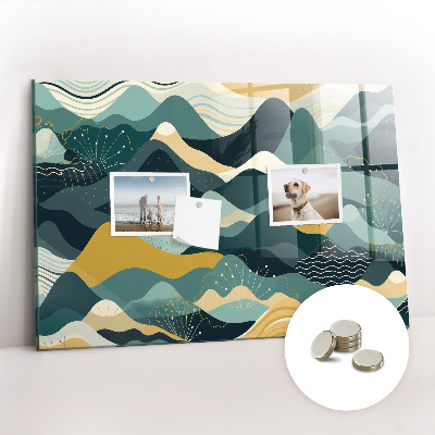 Magnetic notice board Illustrative mountains