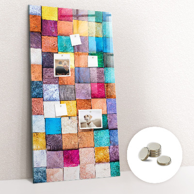 Decorative magnetic board Colorful wood cubes