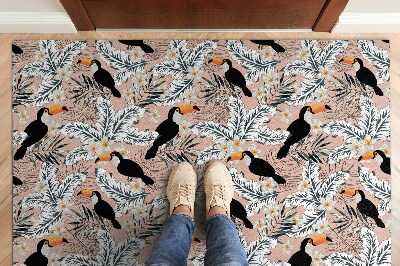 Door mat indoor Bird toucan plant