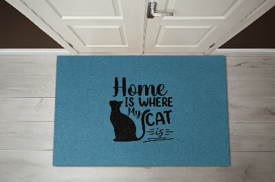Door mat indoor Home is where the cat is