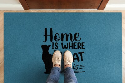 Door mat indoor Home is where the cat is