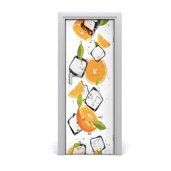 Self-adhesive door sticker Oranges and ice