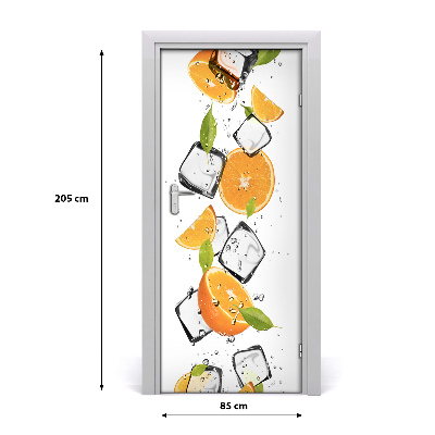 Self-adhesive door sticker Oranges and ice