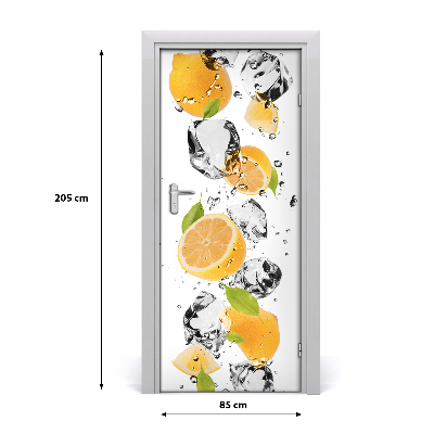 Self-adhesive door sticker Lemons and water