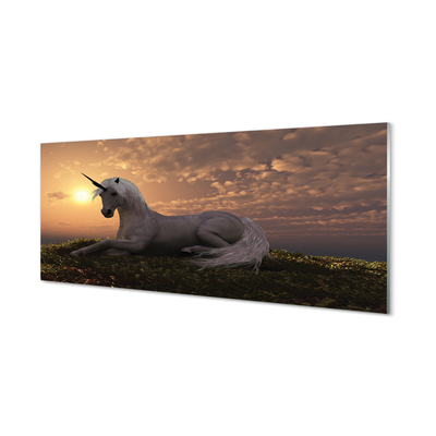 Acrylic print Sunset mountain sun unicorn