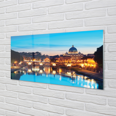 Acrylic print Rome river bridge sunset