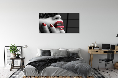 Acrylic print Nails woman's lips
