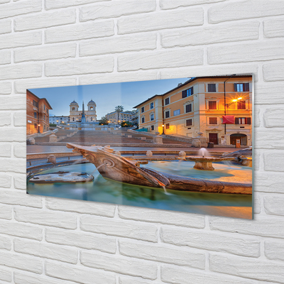 Acrylic print Rome buildings fountain sunset