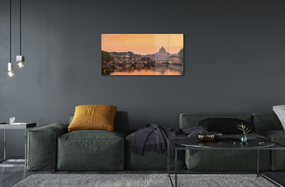 Acrylic print Rome sunset river bridge building