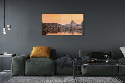 Acrylic print Rome sunset river bridge building