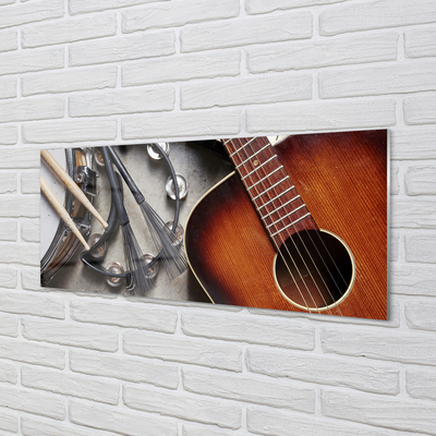 Acrylic print Guitar microphone sticks