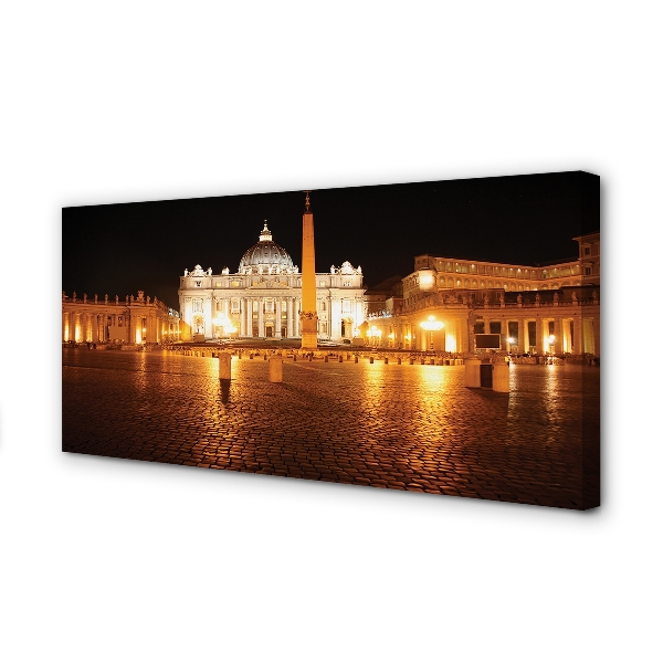 Canvas print Rome basilica square night