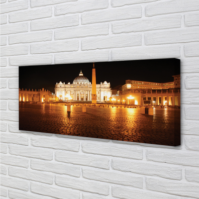 Canvas print Rome basilica square night