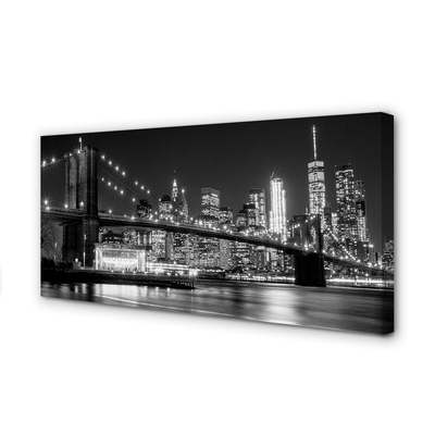 Canvas print Most of the night skyscraper river