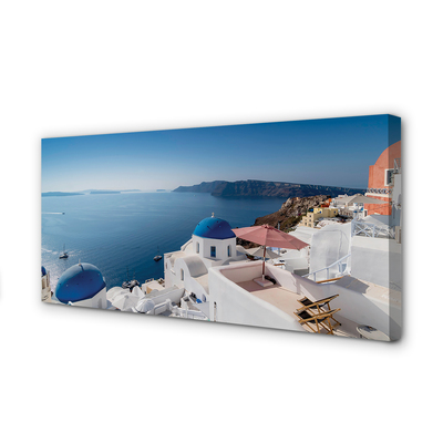 Canvas print Panorama of the sea greece building