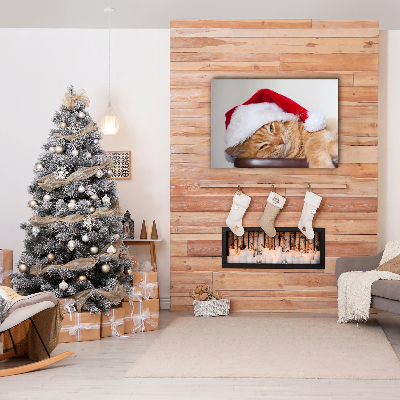 Canvas print Cat Santa Hat Christmas