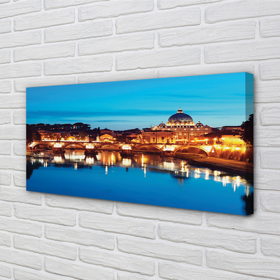 Canvas print Rome bridge river sunset