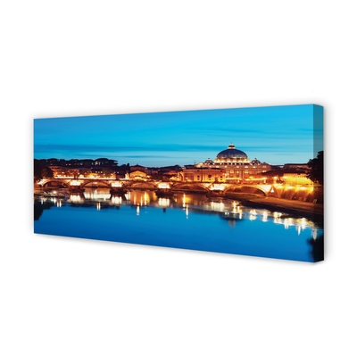Canvas print Rome bridge river sunset