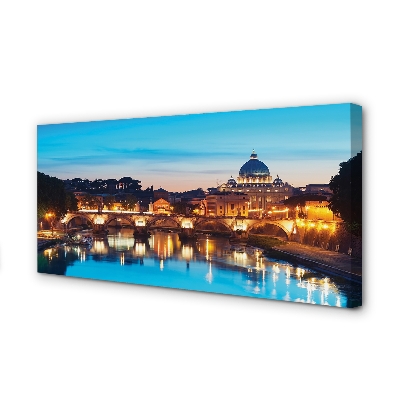 Canvas print Rome river bridge sunset