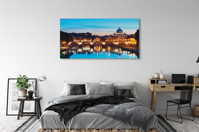Canvas print Rome river bridge sunset