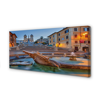 Canvas print Rome buildings fountain sunset