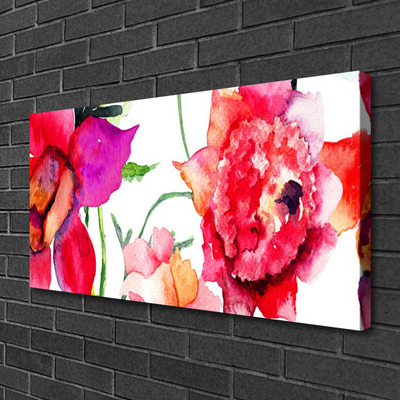 Canvas print Flowers art red pink green