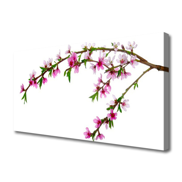 Canvas print Branch flowers nature pink purple green brown
