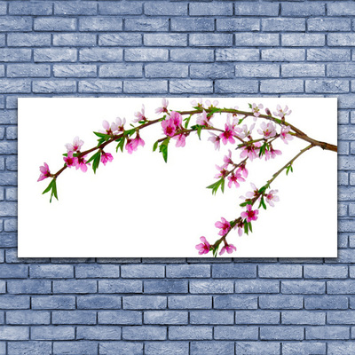 Canvas print Branch flowers nature pink purple green brown