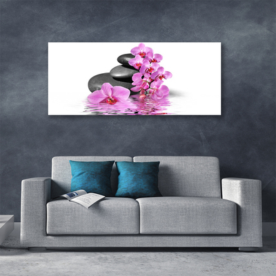 Canvas print Flower stones floral pink grey