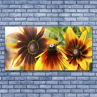 Canvas print Flowers floral brown yellow