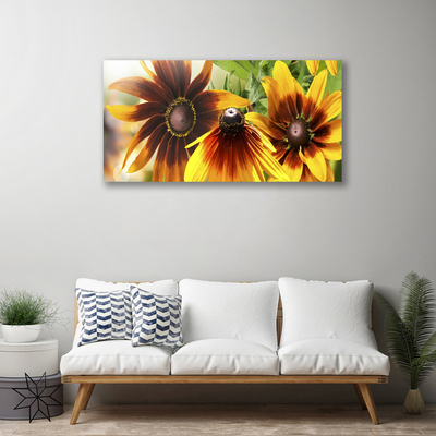 Canvas print Flowers floral brown yellow