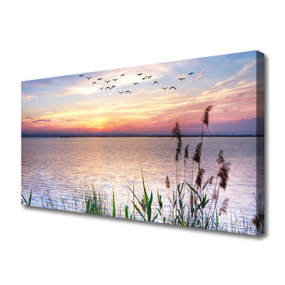 Canvas Wall art Sea landscape blue grey yellow