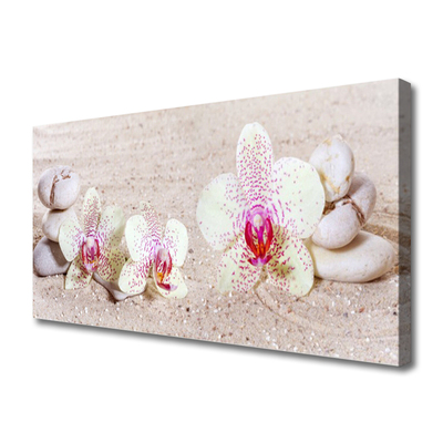 Canvas Wall art Flower stones floral white