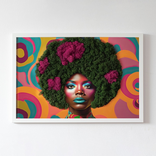 Moss art wall Woman with an afro