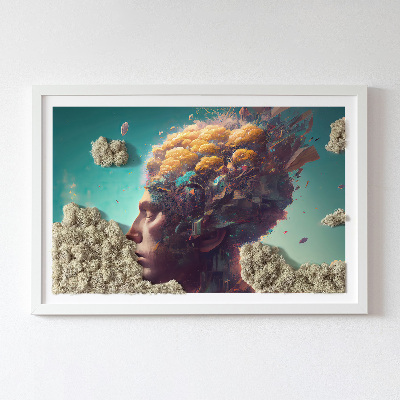 Moss wall art Man with his head in the clouds