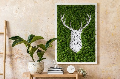 Preserved moss wall art Geometric deer