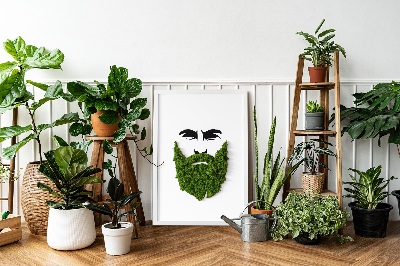Framed moss wall art Hipster with a beard