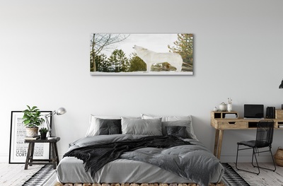 Glass print Loup winter forest