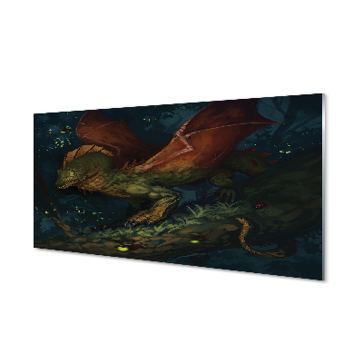 Glass print Green dragon in the forest