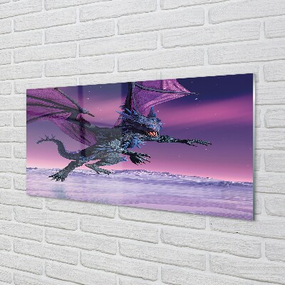 Glass print Dragon colorful sky