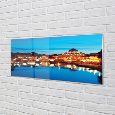 Glass print Rome bridge river sunset