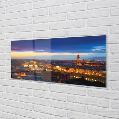 Glass print Italy panorama of bridges night