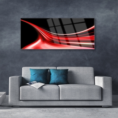 Glass Print Abstract lines art red black