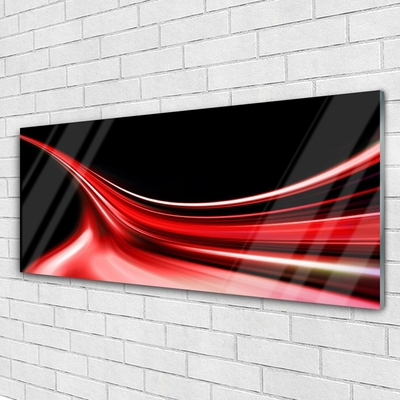 Glass Print Abstract lines art red black