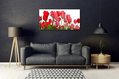 Glass Print Flowers floral red green white