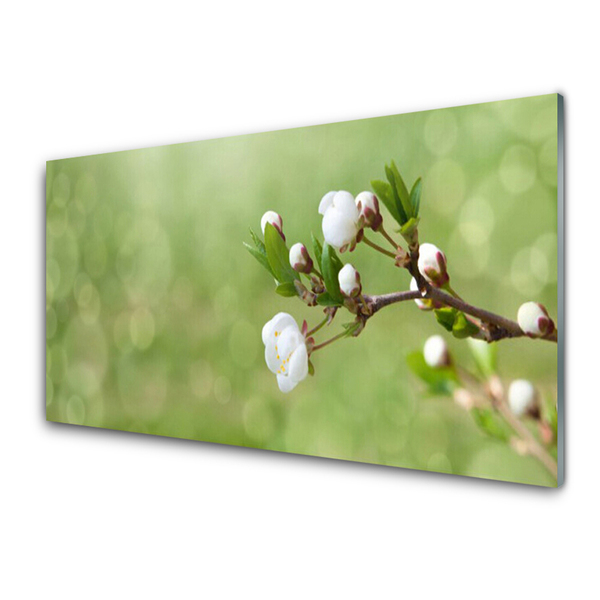Glass Print Flowers floral green white