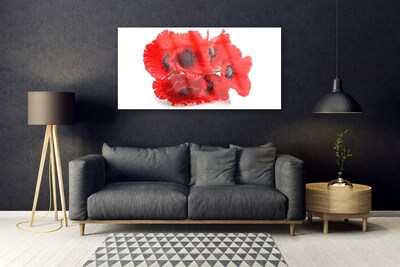 Glass Print Flowers floral red white